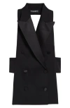 Dolce & Gabbana Double-breasted Satin-trimmed Wool-blend Gabardine Halterneck Vest In N0000 Nero