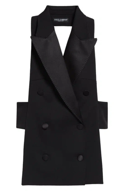 DOLCE & GABBANA DOUBLE BREASTED WOOL BLEND GABARDINE WAISTCOAT