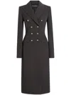 Dolce & Gabbana Double-breasted Wool Coat With Dg-branded Buttons In Grau