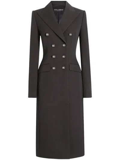 DOLCE & GABBANA GREY DOUBLE-BREASTED WOOL COAT