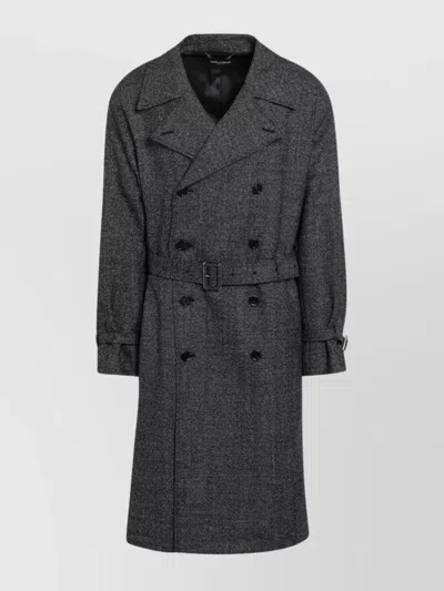 DOLCE & GABBANA DOUBLE BREASTED WOOL COAT BELTED WAIST