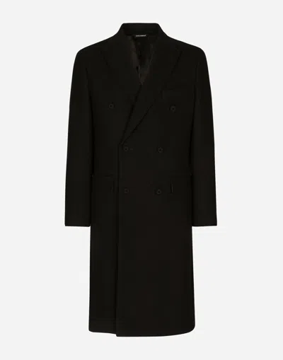 Dolce & Gabbana Double-breasted Wool Coat In Black