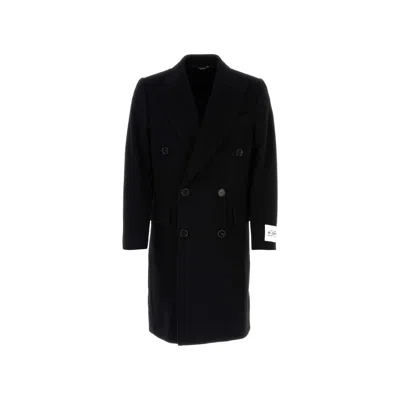 Dolce & Gabbana Double-breasted Wool Coat Men In Black