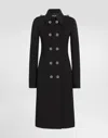 Dolce & Gabbana Double-breasted Wool Coat With Bejeweled Buttons In Black