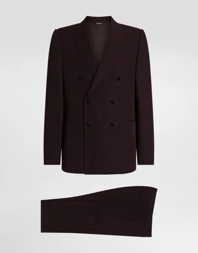 Dolce & Gabbana Double-breasted Wool Gabardine Suit In Multi