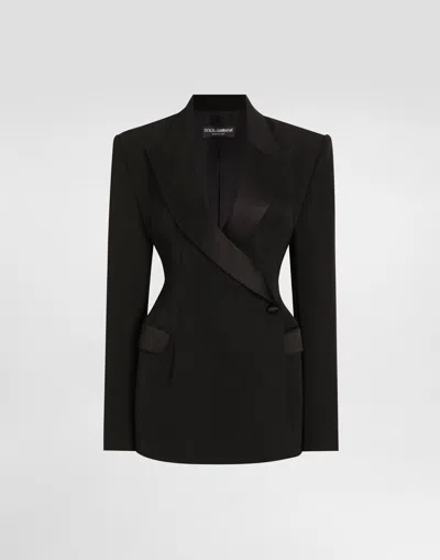 DOLCE & GABBANA DOUBLE-BREASTED WOOL GABARDINE TUXEDO JACKET