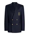 Dolce & Gabbana Men Double-breasted Wool Jacket With Patch In Black