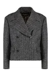 Dolce & Gabbana Women Wool Blend Striped Double-breasted Blazer In Black