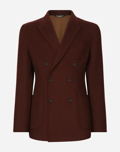 Dolce & Gabbana Double-breasted Wool Portofino-fit Jacket In Bordeaux