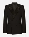 Dolce & Gabbana Double-breasted Wool Sicilia-fit Tuxedo Jacket In Black