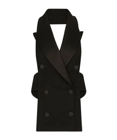 Dolce & Gabbana Wool Blend Double Breast Vest In Black