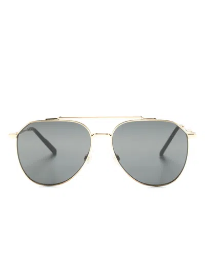 Dolce & Gabbana Double-bridge Pilot-frame Sunglasses In Gold