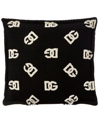 Dolce & Gabbana Double Face Jacquard Cushion In Black