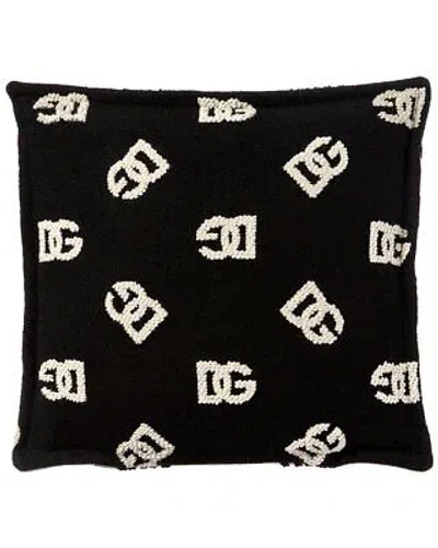 Pre-owned Dolce & Gabbana Double Face Jacquard Cushion White
