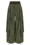 Dolce & Gabbana Green Cargo Pants With Elasticated Double Waist In Cotton Blend Woman In Green