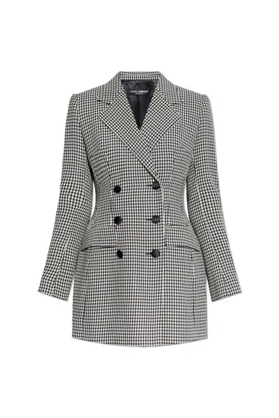 Dolce & Gabbana Double-breasted Houndstooth Jacket In Multi