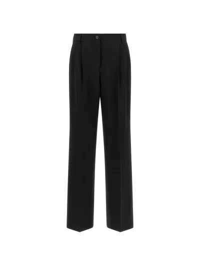 Dolce & Gabbana Double Pinch Black Virgin Wool Trousers