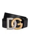 Dolce & Gabbana Calfskin Belt With Double-plated Dg Logo