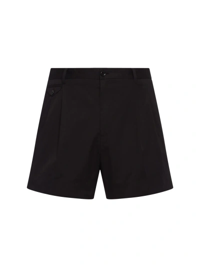Dolce & Gabbana Double Pleat Bermuda Shorts In Black