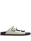 Dolce & Gabbana Double-strap Canvas Slides In Neutral