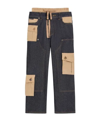 DOLCE & GABBANA DOUBLE-WAIST CARGO-POCKET JEANS