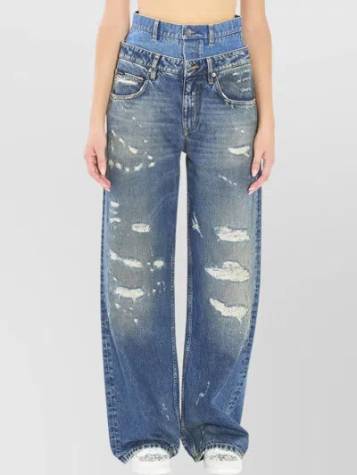 DOLCE & GABBANA DOUBLE WAIST WIDE LEG DENIM TROUSERS