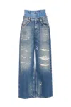 Dolce & Gabbana High Waisted Jeans With Doubled Effect In Blue