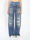 Dolce & Gabbana Double Waist Wide Leg Denim Trousers In Blue