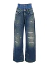 Dolce & Gabbana Double Wasited Denim Jeans In Blue
