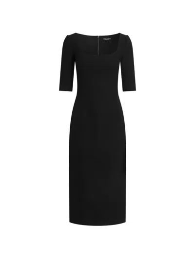 Dolce & Gabbana Double Wool Crêpe Dress In Black
