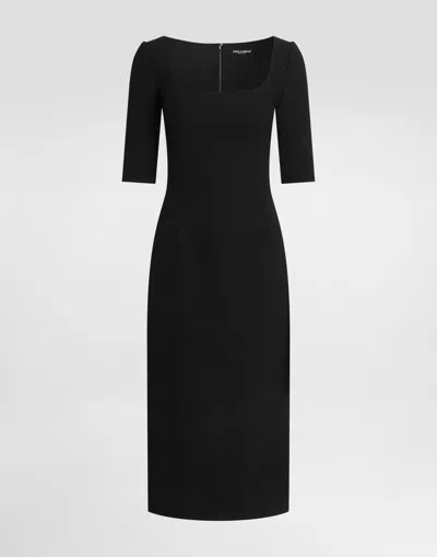 Dolce & Gabbana Robe En Double Crêpe De Laine In Black