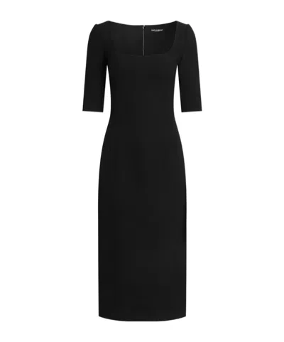 Dolce & Gabbana Double Wool Crêpe Dress In Black