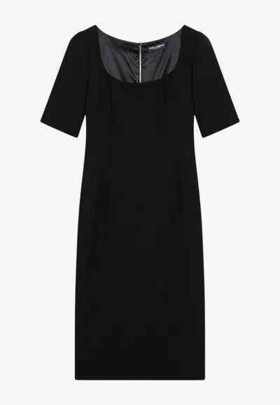 Dolce & Gabbana Double Wool Crêpe Dress In Black