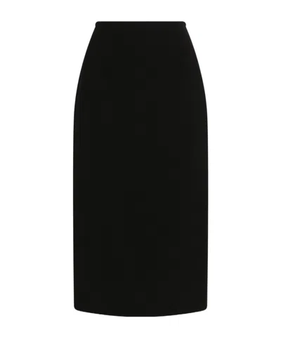 Dolce & Gabbana Double Wool Crêpe Skirt In Black