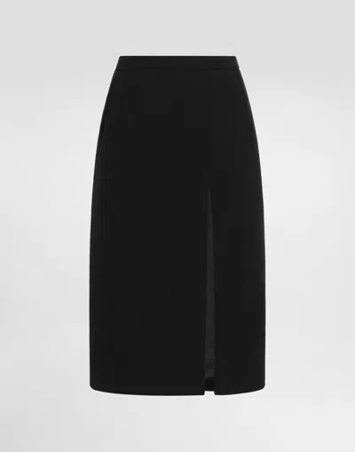 Dolce & Gabbana Jupe En Laine Double Face In Black