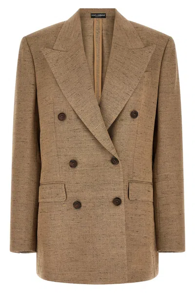 Dolce & Gabbana Double-breasted Blazer In Brown