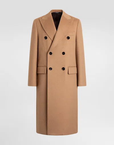 Dolce & Gabbana Double-breasted Camel Coat In Brown