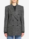 Dolce & Gabbana Double-breasted Herringbone Jacket With Animal Print Lining In Gray