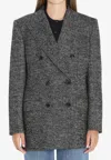 Dolce & Gabbana Women Grey Double-breasted Jacket With Peak Revers In Wool Blend Woman In Gray