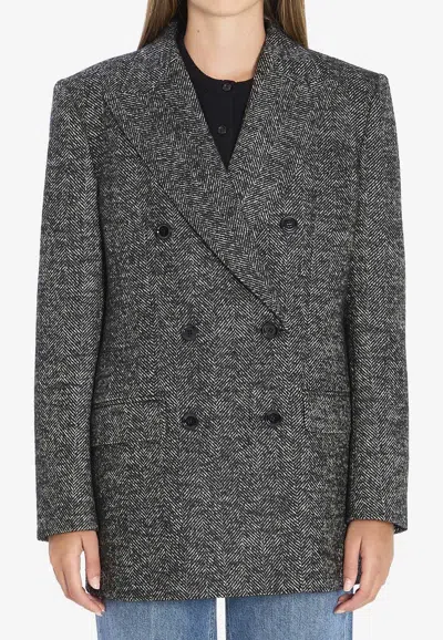 DOLCE & GABBANA DOUBLE-BREASTED CHEVRON JACKET