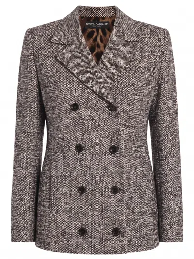 Dolce & Gabbana Double-breasted Coat In Gray