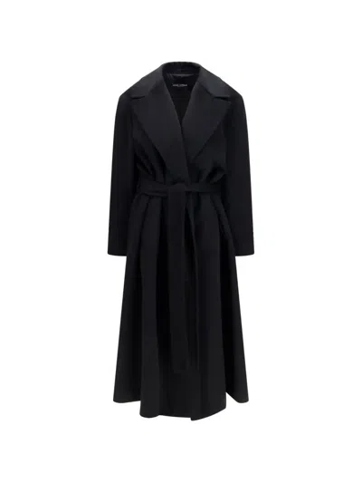 Dolce & Gabbana Double-breasted Coat In Wool In Black