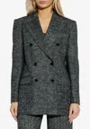 Dolce & Gabbana Double-breasted Herringbone Blazer In Gray