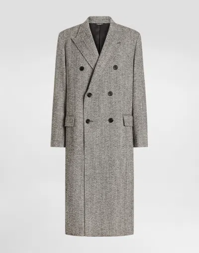Dolce & Gabbana Double-breasted Herringbone Wool Coat