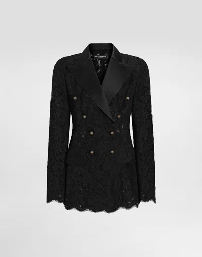 Dolce & Gabbana Double-breasted Jacket In Cordonetto Lace In Black