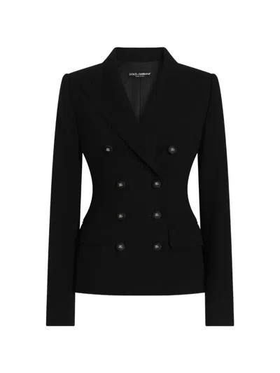 Dolce & Gabbana Black Doublebreasted Jacket In Wool