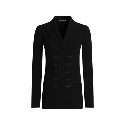 Dolce & Gabbana Double-breasted Jacket In Wool In Black