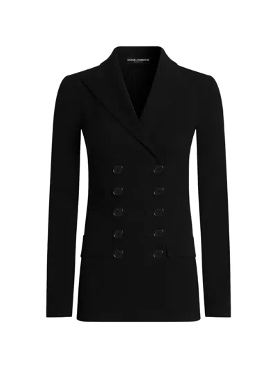 Dolce & Gabbana Double-breasted Jacket In Wool In Black