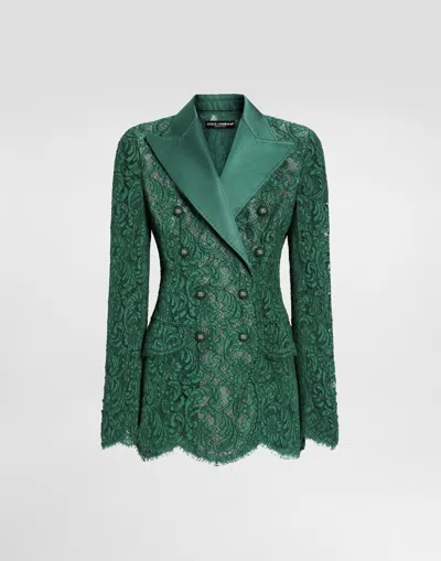 Dolce & Gabbana Double-breasted Lace Jacket In Green