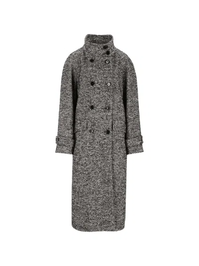 Dolce & Gabbana Double-breasted Martingale Coat In Gray